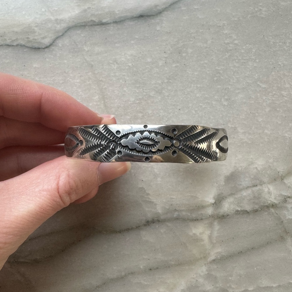 SOLD Sterling Silver Stamped Cuff Bracelet